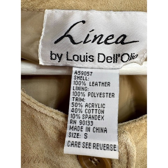 Linea by Louis Dell'Olio Suede Leather Jacket Women Small Tan Lined Button Front - Picture 6 of 10